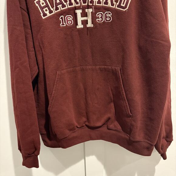 Champion Harvard Hoodie Mens XL Maroon Pullover 1636 Logo Embroidered Sweatshirt - Picture 4 of 12